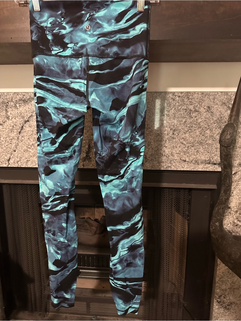 lululemon athletica Women's Teal and Navy Marble Print Leggings